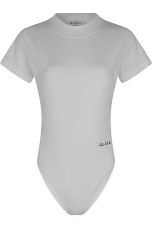 Alaïa Tops, Dames, Wit, S, Katoen, Katoenen Top Shirt
