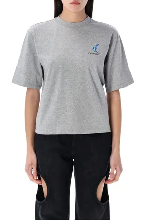 OFF-WHITE Tops, Dames, Grijs, S, Katoen, Arrow Boxy Tee