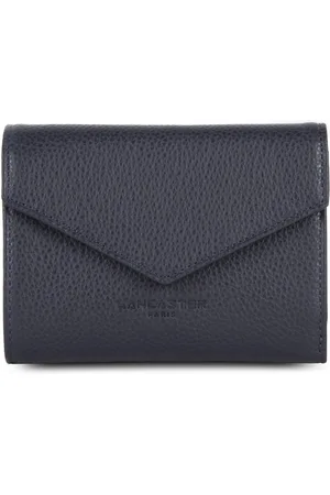Lancaster Accessoires, unisex, Blauw, ONE Size, Leer, Blauwe leren portemonnee met klep en drukknoopsluiting