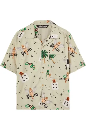Palm Angels Overhemden, Heren, , L, Katoen, Shirt met grafische print en knoopsluiting
