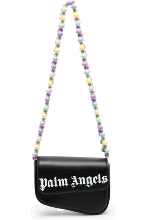 Palm Angels Tassen, Dames, Zwart, ONE Size, Leer, Beads Strap Crash Bag
