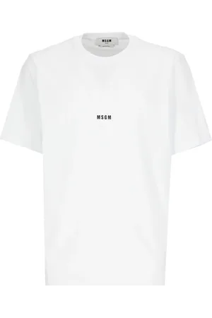 Msgm Tops, Heren, Wit, M, Katoen, T-shirt van katoen met logo-print