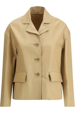 SALVATORE SANTORO Jassen, Dames, Bruin, XS, Elegante Leren Jas met Inkeping Revers