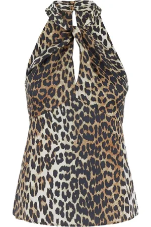 Ganni Tops, Dames, Veelkleurig, S, Mesh Rollneck Top