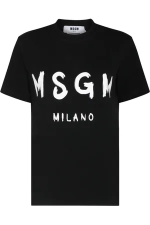 Msgm Tops, Dames, Zwart, L, Katoen, Zwart T-shirt met Logo Print