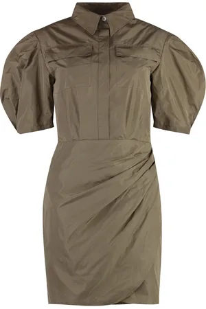 Msgm Kleedjes, Dames, , XS, Nylon, Nylon Jurk met Gepofte Schouders