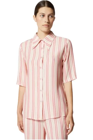 Silvian Heach Blouses & Shirts, Dames, Veelkleurig, M, Katoen, Katoenen shirt met ellebooglange mouwen en strepen