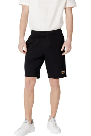 EA7 Korte broeken, Heren, Zwart, M, Katoen, Zwarte katoenen shorts met voorzakken