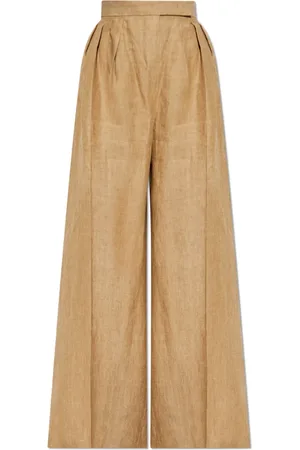Max Mara Broeken, Dames, , L, Linnen, Linnen broek Rauche