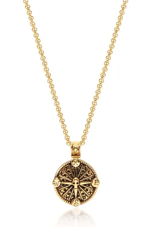 Nialaya Accessoires, Heren, Geel, M, Ketting met Gouden Kompas