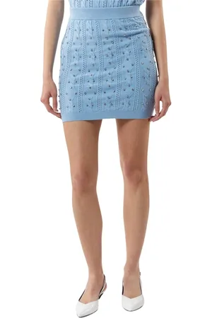 Silvian Heach Rokken, Dames, Blauw, S, Nylon, Gebreide minirok met studs