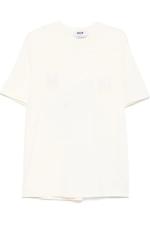 Msgm Tops, Heren, Wit, L, Katoen, Logo Print Wit T-shirt