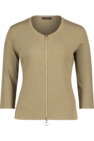 Betty Barclay Jassen, Dames, Groen, M, Leer, Gestreepte Shirtjas