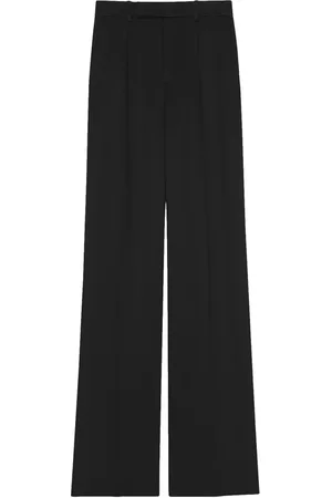 Saint Laurent Broeken, Dames, Zwart, M, Luxe wijde leren broek
