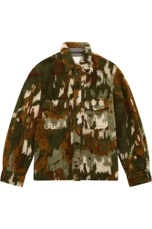 Isabel Marant Jassen, Heren, Veelkleurig, L, Wol, Camouflage Wollen Jas