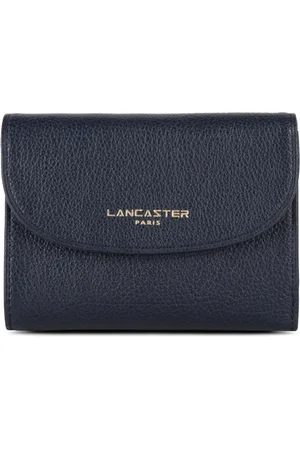 Lancaster Accessoires, Dames, Blauw, ONE Size, Leer, Stijlvolle dubbelzijdige portemonnee met klep en drukknoop