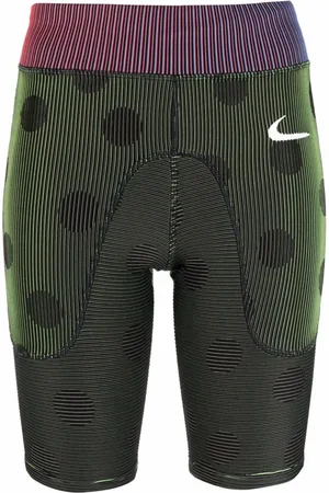 OFF-WHITE Korte broeken, Dames, Veelkleurig, M, Polyester, Streepjeslegging Broek Zwart/Blauwe Shorts