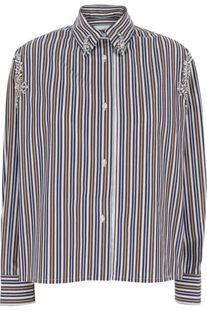 Des Phemmes Blouses & Shirts, Dames, Veelkleurig, 2Xs, Katoen, Gestreept kristalversierd katoenen overhemd