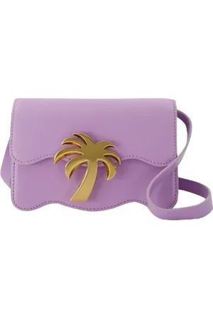 Palm Angels Tassen, Dames, Paars, ONE Size, Katoen, Leren Schoudertas
