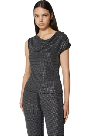 Silvian Heach Blouses & Shirts, Dames, Zwart, S, Polyester, Top met drapering en heldere applicaties