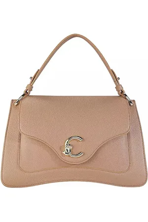 Coccinelle Tassen, Dames, , ONE Size, Leren handtas met geweven metalen logo