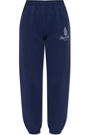 Sporty & Rich Broeken, unisex, Blauw, S, Katoen, Trainingsbroeken uit de Preppy collectie