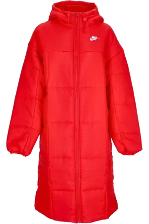 Nike Mantels, Dames, Rood, XS, Polyester, Lange Down Parka Jas