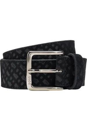 HUGO BOSS Accessoires, Heren, Zwart, 110 CM, Suède, Suède Monogram Riem Ronnie-Bmono-Sd