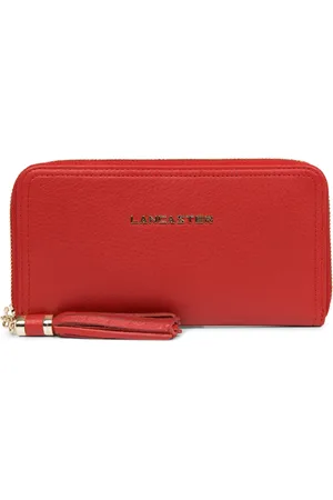 Lancaster Accessoires, Dames, Rood, ONE Size, Leer, Ritsportemonnee Mademoiselle Ana Rood