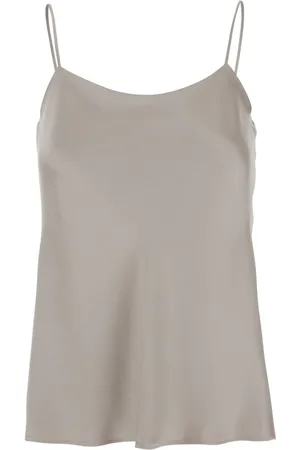 HERNO Tops, Dames, Grijs, M, Satijn, Satijnen Grijze Top met Spaghettibandjes