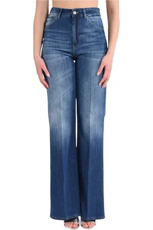Dondup Jeans, Dames, Blauw, W29, Katoen, Wide Leg Jeans Modello Amber
