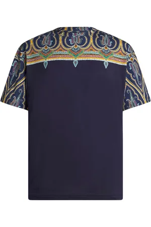 Etro Tops, Heren, Blauw, XL, Katoen, Blauw Paisley Print Katoenen T-shirt