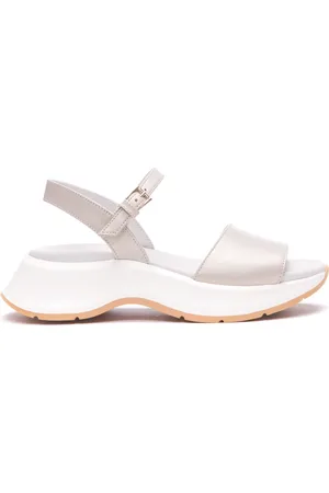 Hogan Schoenen, Dames, Wit, 39 1/2 EU, Leer, Zomerse instapsandalen