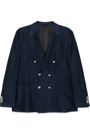 ELEVENTY Jassen, Heren, Blauw, XL, Katoen, Linnen Katoenen Jas met Zakken