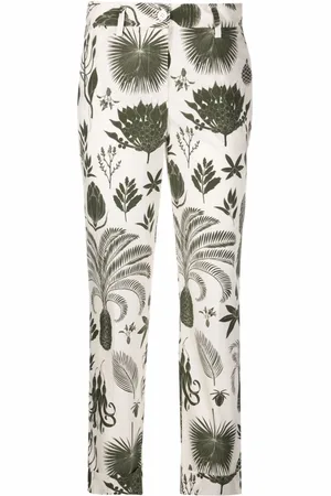 P.A.R.O.S.H. Broeken, Dames, Veelkleurig, M, Katoen, Graphic Print Groene Katoenen Broek