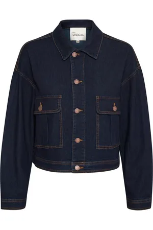 My Essential Wardrobe Jassen, Dames, Blauw, 2Xl, Denim, Denim Jas Donkerblauw Cropped Boxy