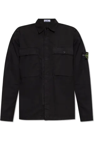 Stone Island Overhemden, Heren, Zwart, 2Xl, Katoen, Katoenen shirt met zakken