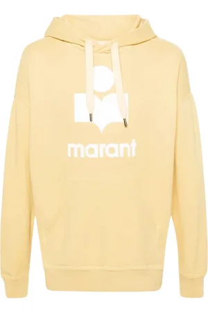 Isabel Marant Sweatshirts & Hoodies, Heren, Geel, M, Katoen, Monogram Hoodie met Lange Mouwen Sweatshirt