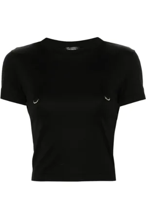 MUGLER Tops, Dames, Zwart, S, Klassiek zwart T-shirt