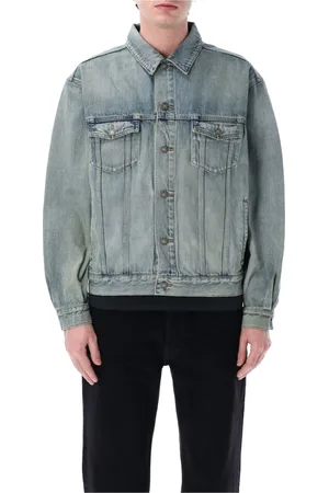Saint Laurent Jassen, Heren, Blauw, XL, Denim, Lichtblauwe Denim Trucker Jack