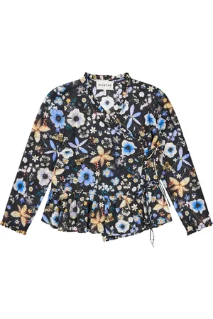 Munthe Blouses & Shirts, Dames, Veelkleurig, XS, Bloemen Wrap Blouse met Peplum Zoom