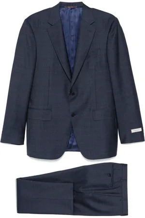 CANALI Pakken, Heren, Blauw, M, Wol, Luxe wollen pak met 2 knopen