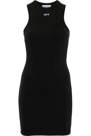 OFF-WHITE Kleedjes, Dames, Zwart, S, Elegante Roei Bodycon Mini Jurk