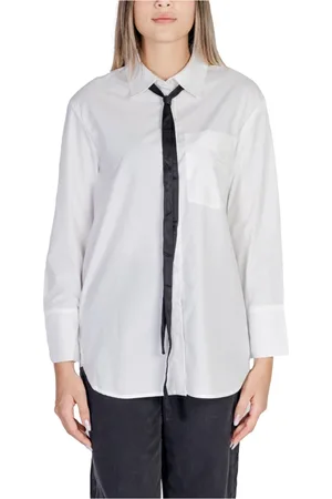JACQUELINE DE YONG Blouses & Shirts, Dames, Wit, L, Katoen, Witte Katoenen Knoopshirt