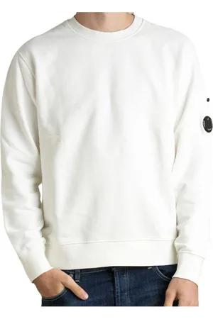 C.P. Company Sweatshirts & Hoodies, Heren, Wit, S, Katoen, Witte Katoenen Sweater met Ritssluiting
