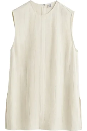 Totême Tops, Dames, Wit, M, Linnen, Gestreepte Mouwloze Top