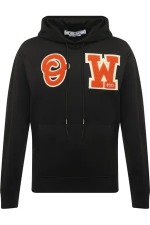 OFF-WHITE Sweatshirts & Hoodies, Heren, Zwart, L, Katoen, Zwart sweatshirt met trekkoord in de capuchon