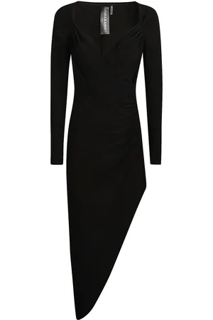Norma Kamali Kleedjes, Dames, Zwart, XS, Sweetheart Side Drape Jurk
