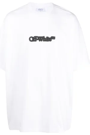 OFF-WHITE Tops, Heren, Wit, L, Katoen, T-shirt van katoen met logoprint