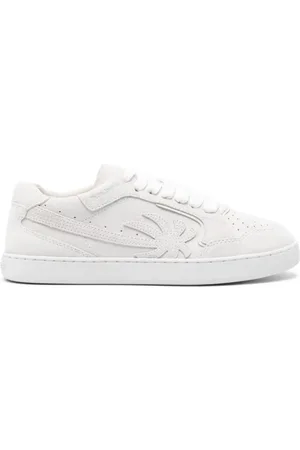 Palm Angels Schoenen, Dames, Wit, 37 EU, Suède, Lace-Up Logo Patch Sneakers